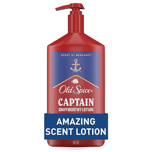 Old Spice Hand, Face & Body Lotion for Men, 24/7 Lightweight Moisturization with Amazing Scent, Instant Absorption, For All Skin Types, Captain with Bergamot Scent, 16 oz-FemmiqueWomen
