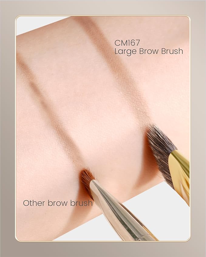 Desert Oak Series Flat Angled Eyebrow Brush - Straight Edge Design for Natural Hair-Like Strokes, 50% Weasel & Goat Hair Blend, Ebana Handle & Brass Ferrule (CM 167)-FemmiqueWomen