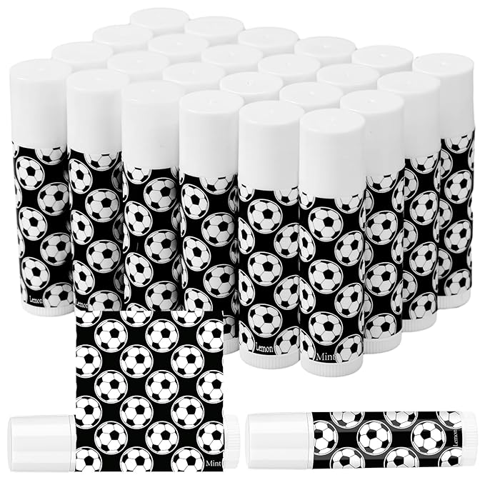 24 Pcs Soccer Lip Balm Soccer Team Gifts Soccer Party Favors Soccer Lip Balm Gift for Soccer Team Soccer Party Guest Supplies-FemmiqueWomen