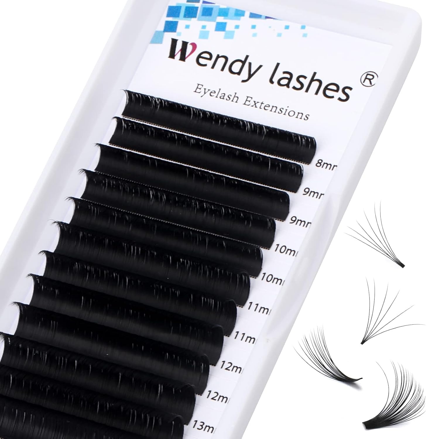 Easy Fan Volume for Lash Artists: Wendy, Handmade Fans for Eyelash Extensions, Self Fanning, Blooming, C-KH, Black, D-0.07-8-14-FemmiqueWomen