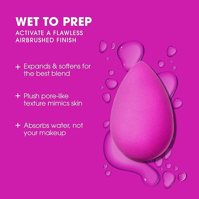 Beautyblender® | Electric Violet Beauty Blender Makeup Sponge, Super-Soft Foam Easily Blends Foundations, Powders & Creams, Made in USA, Reusable, Washable, Streak Free Application, Vegan-FemmiqueWomen