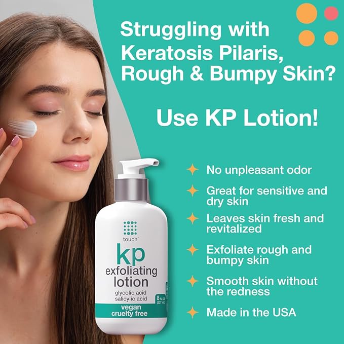 TOUCH Glycolic Acid Lotion for Keratosis Pilaris - KP Exfoliating Body Lotion Moisturizer - for AHA BHA Rough & Bumpy Skin- Gets Rid of Redness - 8 Fl Oz-FemmiqueWomen