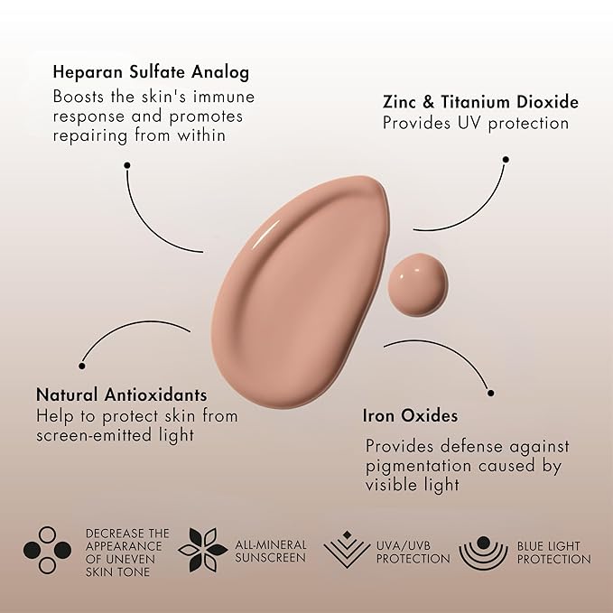 Senté Even Tone Mineral Sunscreen Tinted | SPF 40 Light-Medium | Hydrating, Lightweight Sun Protection Treatment for Redness & Discoloration | UVA/UVB & Blue Light Defense | 1.7 oz-FemmiqueWomen