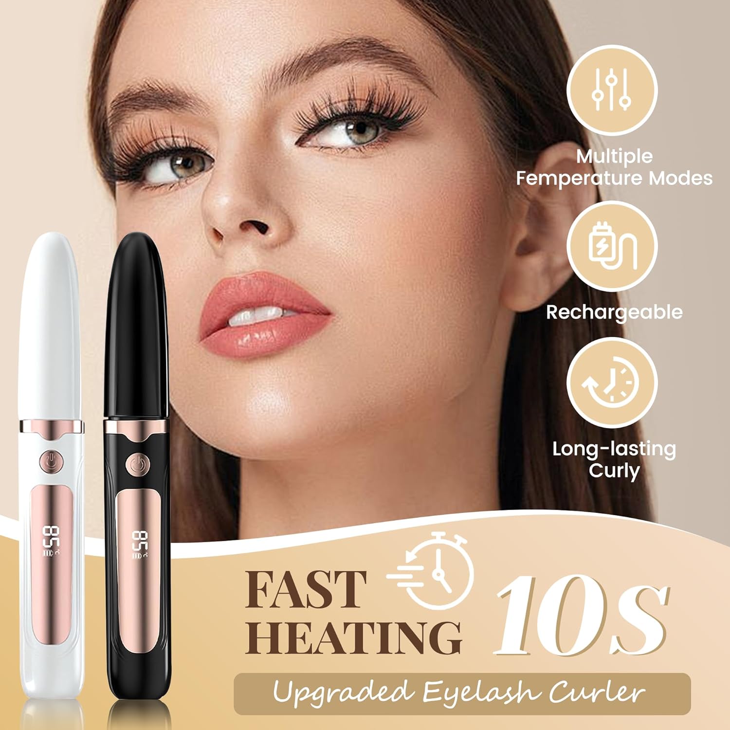 Heated Eyelash Curler, Best Selling Eyelash Curler, 10 Seconds Quick Heat - Lasts Long - with Led Display, use with Mascara, Suitable for Women and Girls-FemmiqueWomen