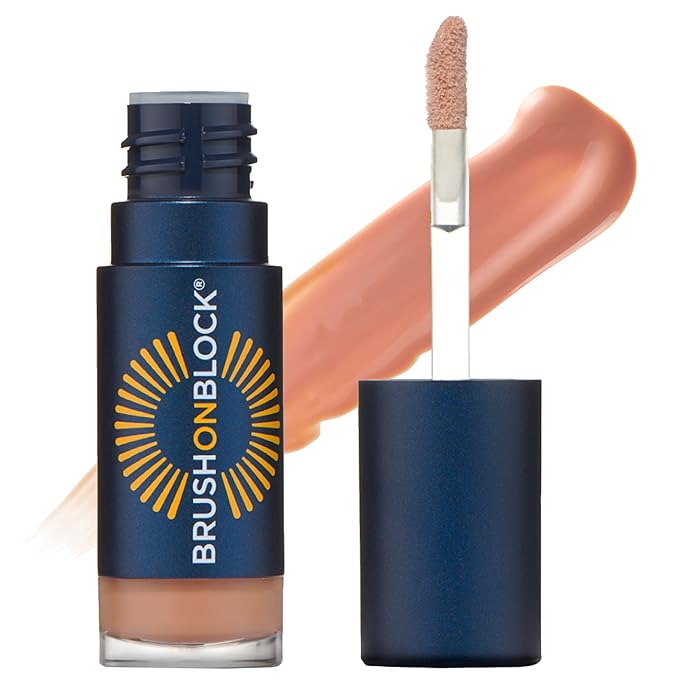 Brush On Block Sun Shine Protective Lip Oil SPF 30, Mineral Protection from UVA/UVB & Blue Light, Hydrating, Cruelty-Free, Gluten-Free, & Vegan, Nude-FemmiqueWomen
