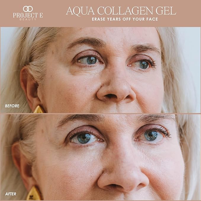 Project E Beauty Aqua Collagen Gel 24-Hour Hydration | Anti-Aging Brightening Treatment | Hydrating & Moisturizing Facial Skincare | Anti-Wrinkle Body Lotion | For Dry or Rough Skin | 50ml-FemmiqueWomen