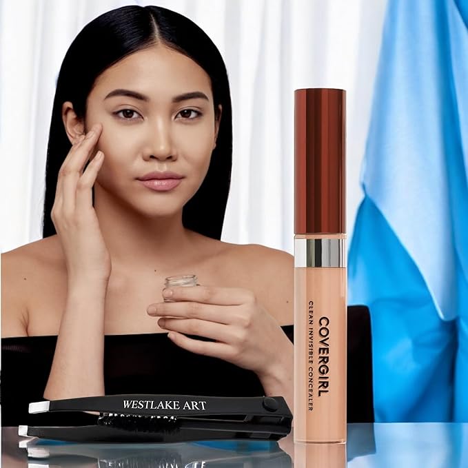 Invisible Lightweight Concealer, 0.32 Oz, Lightweight, Buildable Coverage For Flawless Complexion, Medium Concealer Bundle With Eyebrow Tweezers, Long-Lasting Wear, [Pack Of 1]-FemmiqueWomen