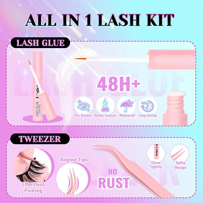 Losha Lashes Spiky Manga Lashes 14 Pairs Wispy False Eyelashes Natural Eye Lashes Kit with Lash Glue and Lash Tweezers Soft Anime Fake Eyelashes (Fairy)-FemmiqueWomen