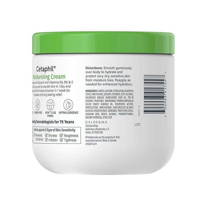 Cetaphil Face & Body Moisturizer, Hydrating Moisturizing Cream for Dry to Very Dry, Sensitive Skin, NEW 16 oz, Fragrance Free, Non-Comedogenic, Non-Greasy-FemmiqueWomen