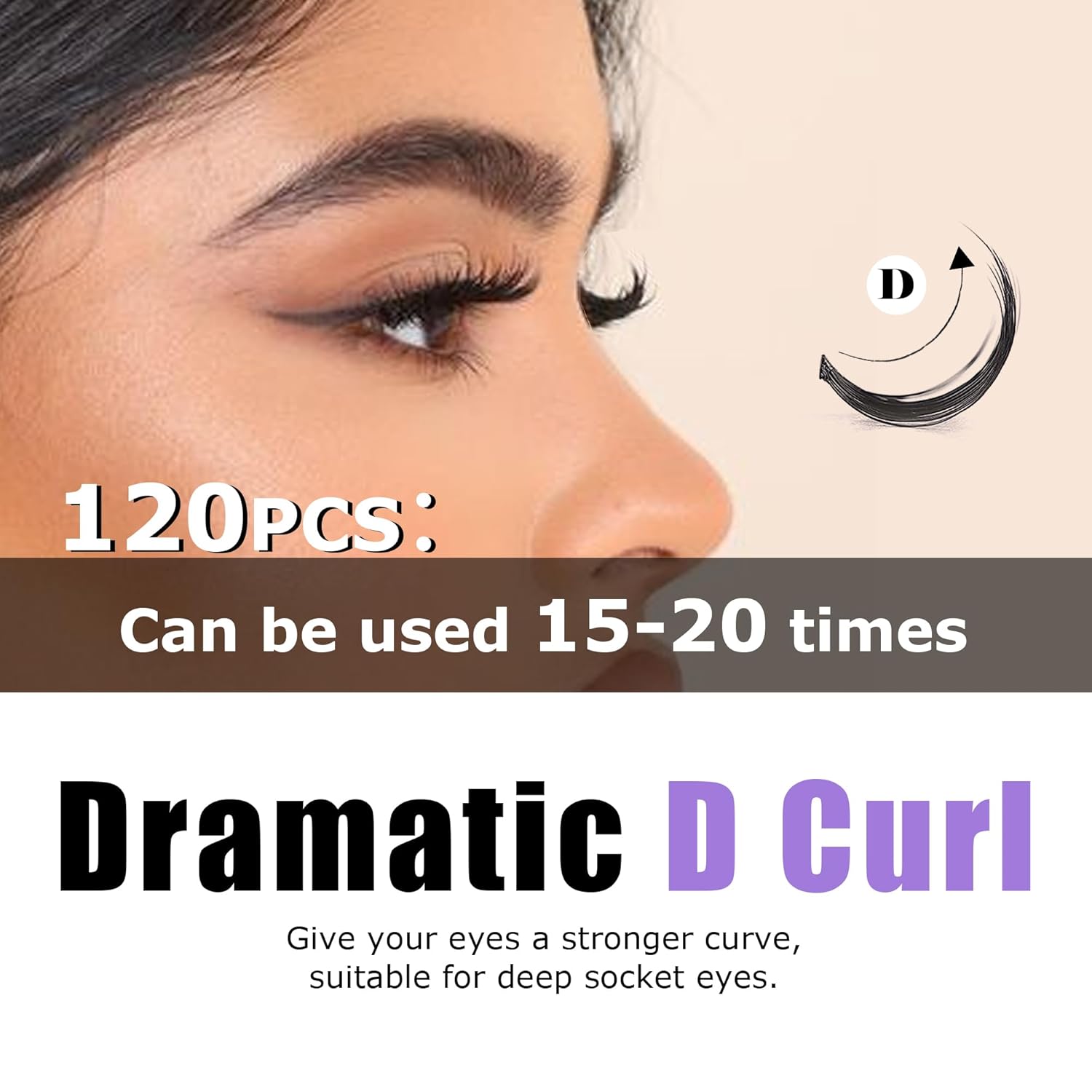 GAQQI Lash Clusters, Individual Lashes D Curl, DIY Lash Extension 14mm False Eyelash Clusters 120 PCS, Natural & Wispy Cluster Lash Wisps (GQ19, D Curl,14mm)-FemmiqueWomen