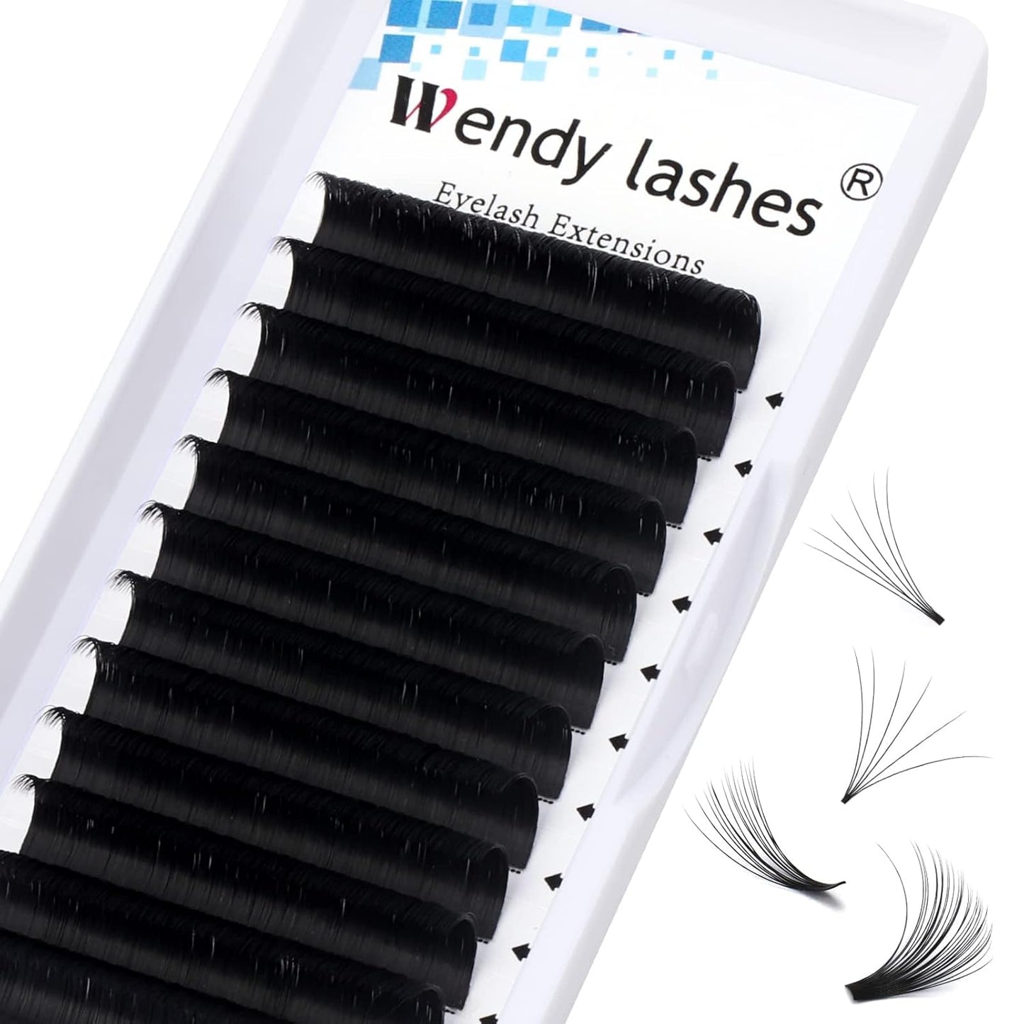 Easy Fan Volume for Lash Artists: Wendy, Handmade Fans for Eyelash Extensions, Self Fanning, Blooming, Black, D Curl, 0.05mm, 14mm, KH126-FemmiqueWomen