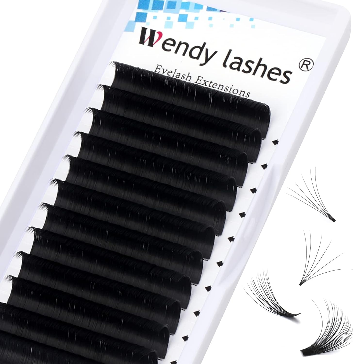 Easy Fan Volume for Lash Artists: Wendy, Handmade Fans for Eyelash Extensions, Self Fanning, Blooming, C-KH, Black, D-0.05-14-FemmiqueWomen