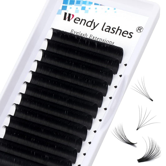 Easy Fan Volume for Lash Artists: Wendy, Handmade Fans for Eyelash Extensions, Self Fanning, Blooming, C-KH, Black, D-0.05-14-FemmiqueWomen