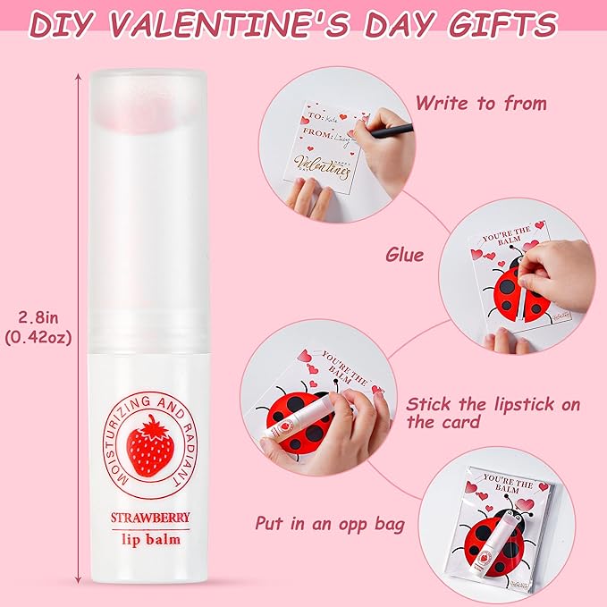 24 Pack Valentines Day Gifts for Kids lip balm bulk,chapstick bulk,party favors for kids boys girls,Natural Moisturizing Lip Balm for dry cracked lips,goody bag filler,Wedding Gifts-FemmiqueWomen