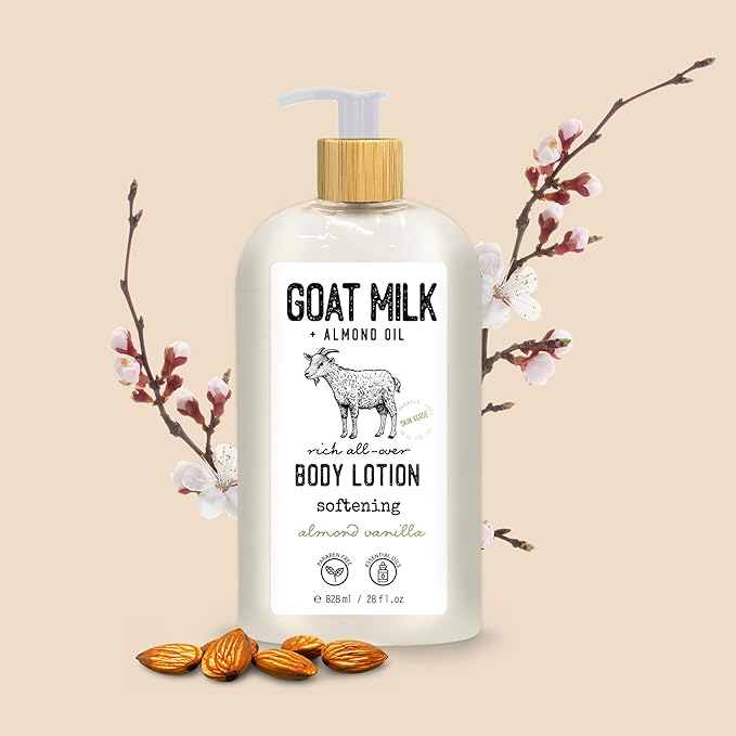 Skin Verse Body Lotion, Goat Milk, Almond Oil Body Lotion, Softening, Almond Vanilla, Coconut, Shea Butter Body Lotion, Moisturizing, Coconut Vanilla, 28 fl. oz. | Home and Body Co-FemmiqueWomen