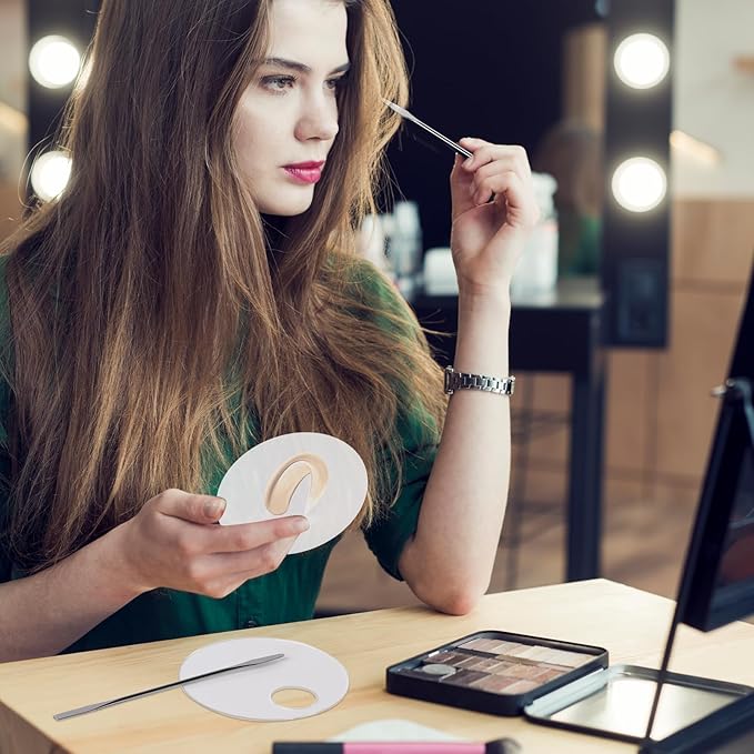 2 Pcs Makeup Palette Tray Clear Makeup Mixing Tray Cosmetic Palette Acrylic with 2 Pcs Spatula Tool Foundation Mixing Palette Cosmetic Palette for Mixing for Nail Art Foundation Shadow-FemmiqueWomen