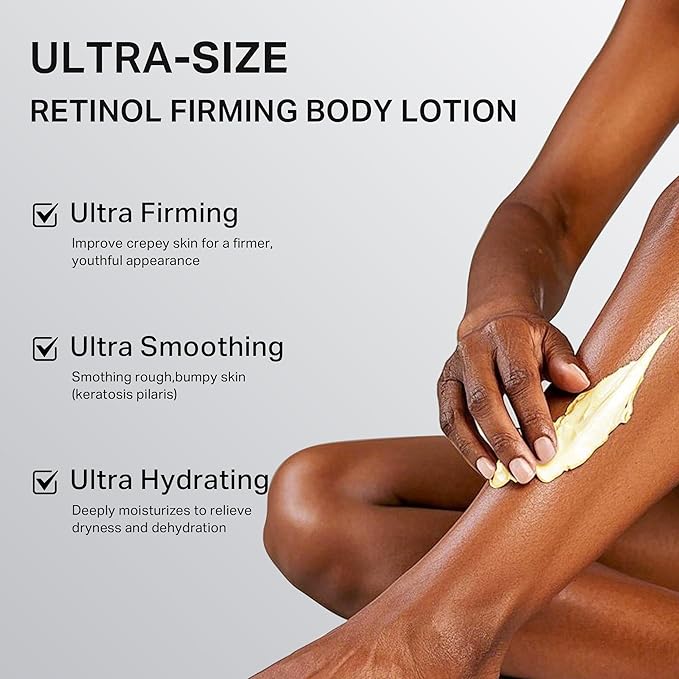 Ultra-Size Firming Retinol Body Lotion for Crepey Skin & Keratosis Pilaris with 0.05% Retinol, AHA, Collagen, Body Cream, Anti Aging Moisturizer 10.14 fl oz-FemmiqueWomen