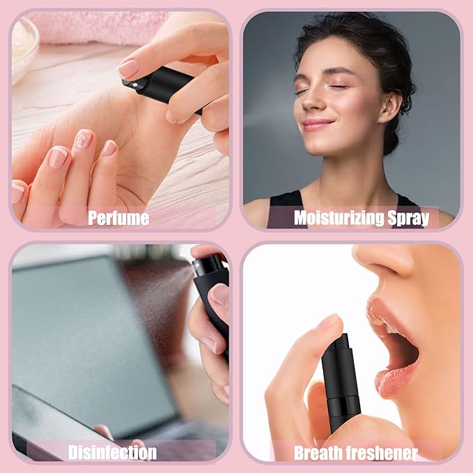 14 PCS/8ML Portable Atomizer Perfume Bottles, Mini Empty Refillable Cologne Spraye Bottle, Pocket Travel Perfume Liquid Sprayer (Matte Black)-FemmiqueWomen