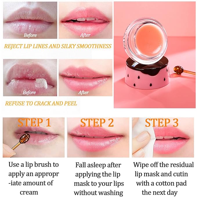 2 Pack Strawberry Lip Mask Strawberry Lip Balm Pot Propolis Moisturizing Hydrating Lip Sleeping Mask Prevention Dry and Cracked Lip Scrubs Exfoliator (2-Strawberry)-FemmiqueWomen