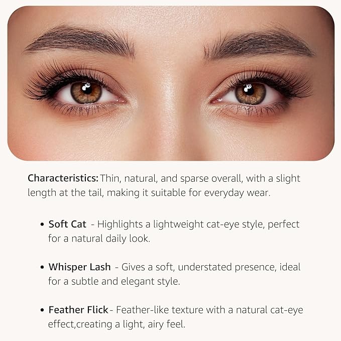 Cat Eye False Eyelashes – Natural Look, Wispy & Lightweight Glue-On Lashes, Reusable Fake Eyelashes for Everyday & Party Makeup (10 Pairs)-FemmiqueWomen