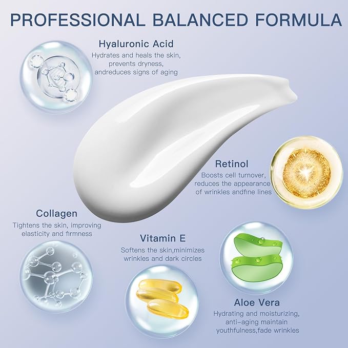 Instant Face Lift Cream with Retinol,Collagen & Hyaluronic Acid,Retinol Face Moisturizer for Wrinkles, Neck & Décolleté, Neck Firming Cream for Women & Men, 1.7 Fl Oz-FemmiqueWomen