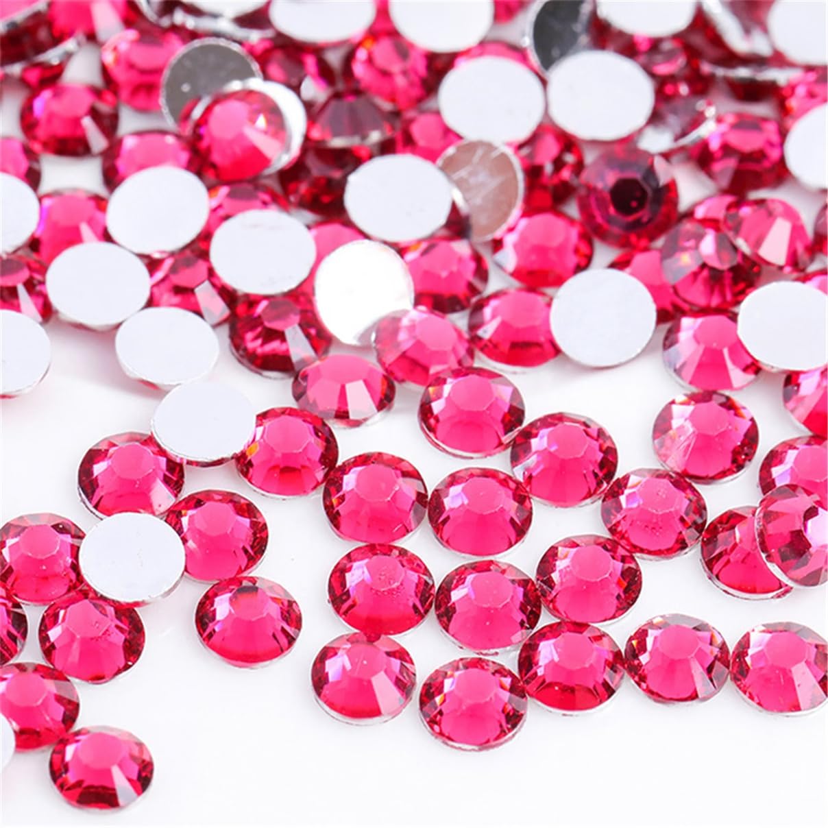 3000 Pieces SS12 3mm Flatback Rhinestones Clear Glass Round Gems Crystals for Nail Art DIY Crafts Clothes Shoes Bags （Light Rose Red）-FemmiqueWomen