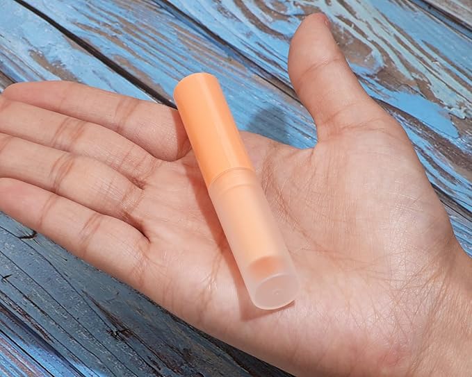 0.14oz Empty Flavored Lip Balm Container Tubes Plastic Homemade Moisturizing Lip Stick with Caps Bulk Fit for Women Adult DIY Making Supplies, 25 Count (Orange)-FemmiqueWomen