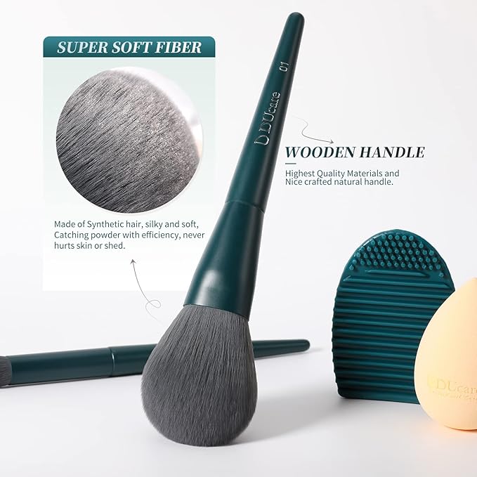 DUcare Makeup Brushes Set 17 Pcs with Brush Cleaning Mat and Makeup Sponge Professional Face Powder Eye Shadow Powder Liquid Cream Kit Gift Box-FemmiqueWomen