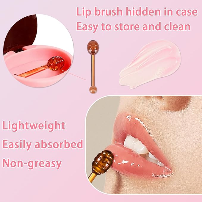 3 Pcs Bee Lip Balm Honey Pot, Cherry Watermelon Apple Lip Mask Overnight, Moisturizing Lip Sleeping Mask, Hydrate Repair Prevent Dry Cracked Lip Exfoliator Lip Care (Cherry+Watermelon+Apple Lime)-FemmiqueWomen