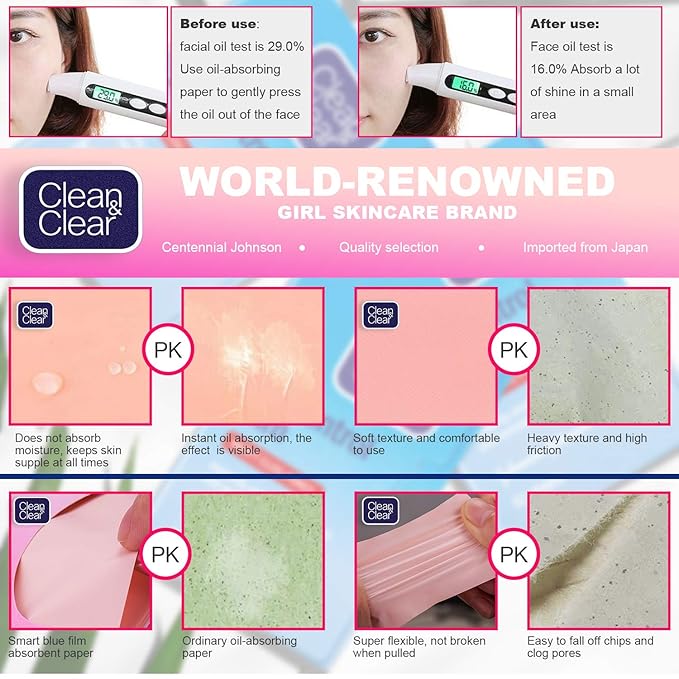 Oil Control Film Replacment for Clean & Clear Oil-absorbing Sheets,3 Pack (Grapefruit Fragrance) Oil Blotting Sheets For Face,Makeup Friendly High-performance Handy Face Blotting Paper for Oily Skin-FemmiqueWomen