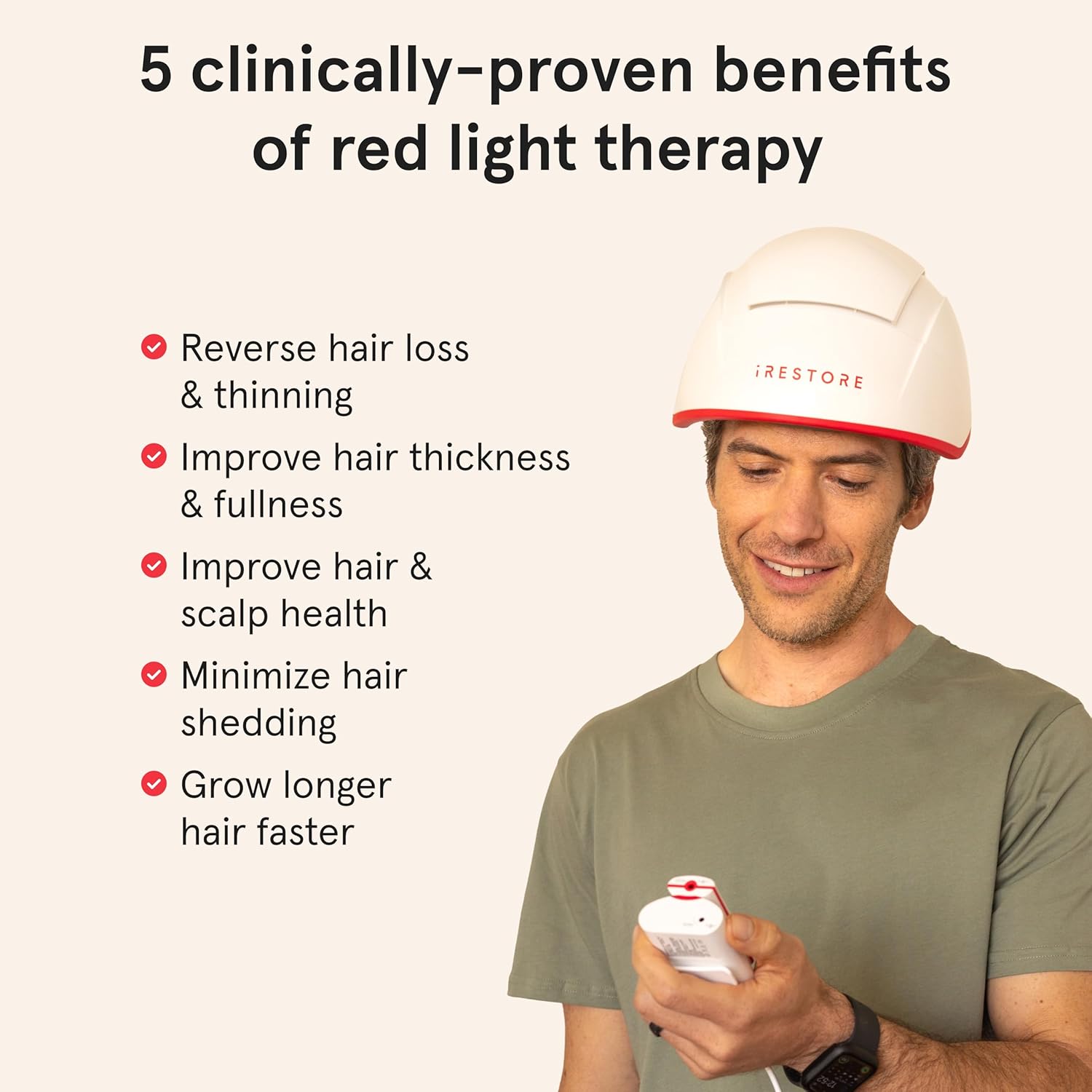 iRestore Professional + Rechargeable Battery Pack - Laser Red Light Therapy for Hair Growth - FDA Cleared Hair Loss, Thinning Treatment for Men & Women - Hair Regrowth Cap - 282 Lasers & LEDs-FemmiqueWomen