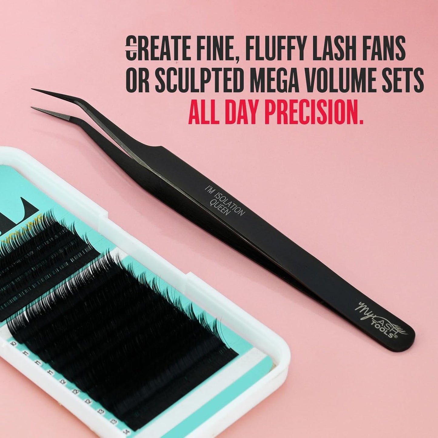 Isolation Tweezer Black Fiber Tip Lash Tweezer 12cm – Precision Stainless Steel Eyelash Extension Tool, Anti-Slip, Fine Tip for Lash Separation & Placement, Lash Artist Supplies-FemmiqueWomen