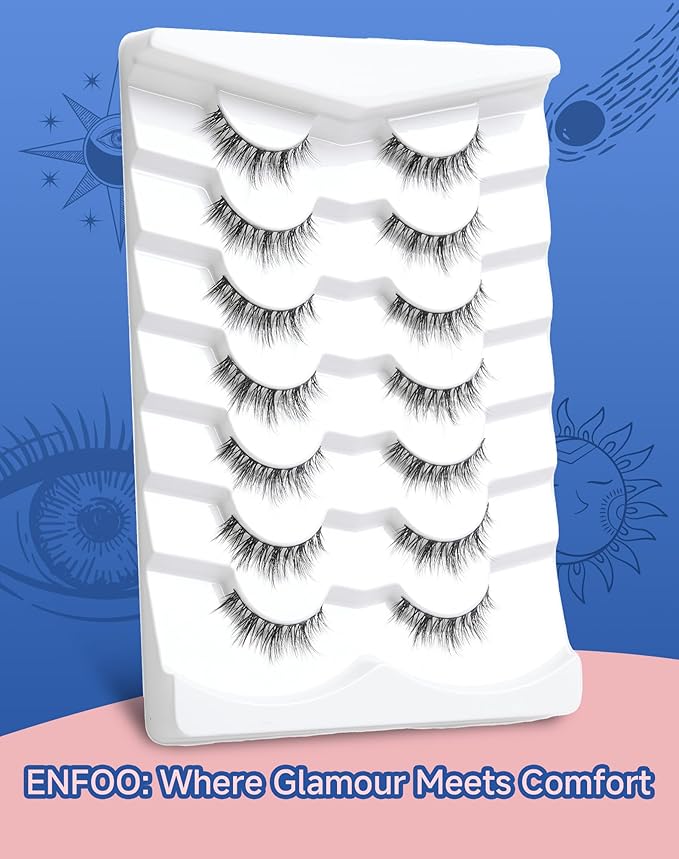 Natural Lashes Wispy Lashes Everyday Natural Look Flared Eyelashes False Eye Lashes Soft Fluffy Lashes False Eyelashes 7 Pairs D20-FemmiqueWomen