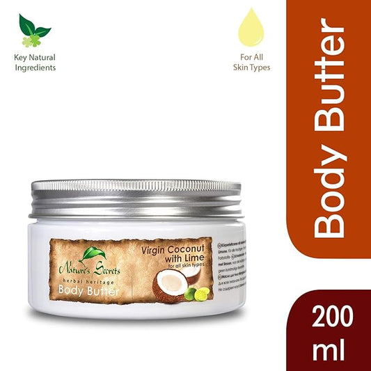 Nature's Secrets Coconut Body Butter with Hyaluronic Acid, Retinol, Jojoba Oil & Viatmin E. Creamy, Ultra-Moisturising. For Dry Skin.-FemmiqueWomen