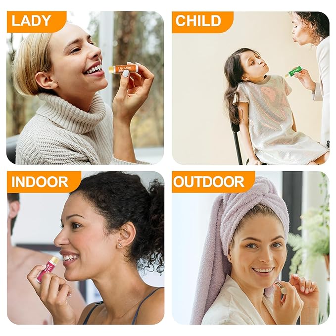 10 Pack Natural Lip Balm Bulk with Vitamin E and Coconut Oil Valentine's Day best choice - Moisturizing, Soothing, and Repairing Dry and Chapped Lips - 10 Flavors - Non-GMO-FemmiqueWomen