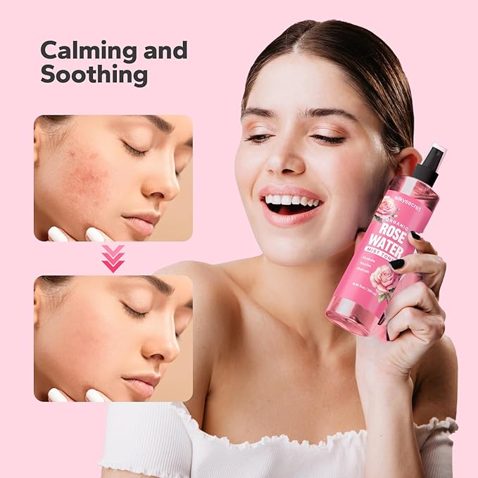 Organic Rose Water Spray (8.45 Fl Oz), Rosewater Spray for Face & Hair, Rose Water for Skin Care-FemmiqueWomen