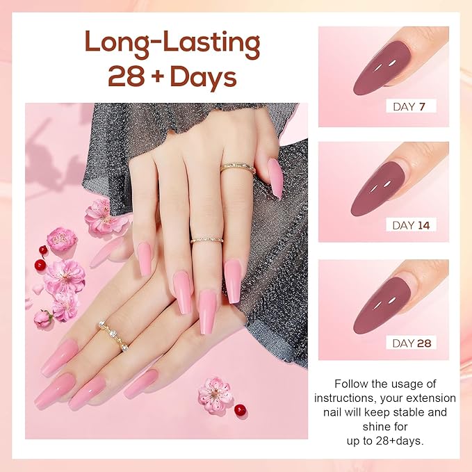 JEWHITENY Poly Extension Gel Kit With 48W LED Nail Lamp 14 Colors Builder Extension Gel All-in-One French Kit Nail Art Design Beginner Kit-FemmiqueWomen