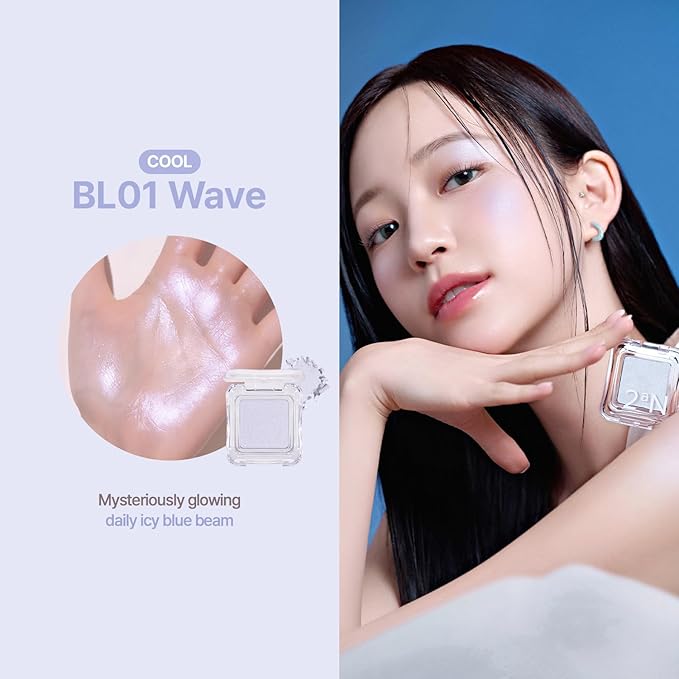 2aN Pure Glash Highlighter – Glass-Like Sheen Powder Highlighter for a Natural, Radiant Glow | Buildable, Long-Lasting, Lightweight Formula (WAVE, 0.8oz)-FemmiqueWomen