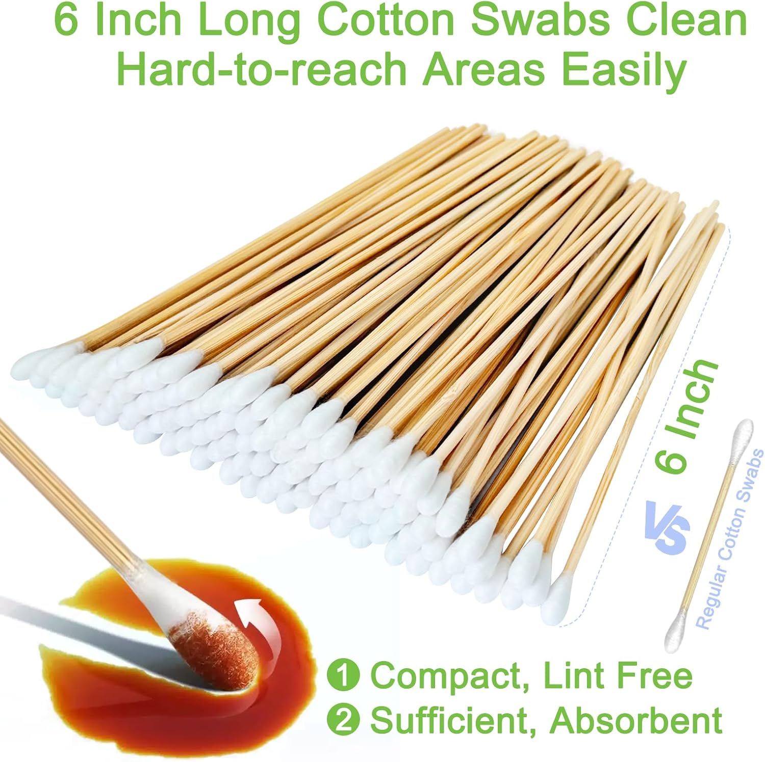 200 PCS Long Wooden Cotton Swabs, Cleaning Cotton Sticks with Wood Handle for Oil Makeup Gun Applicators, Eye Ears Eyeshadow Brush and Remover Tool, Cutips Buds for Baby and Home Accessories-FemmiqueWomen