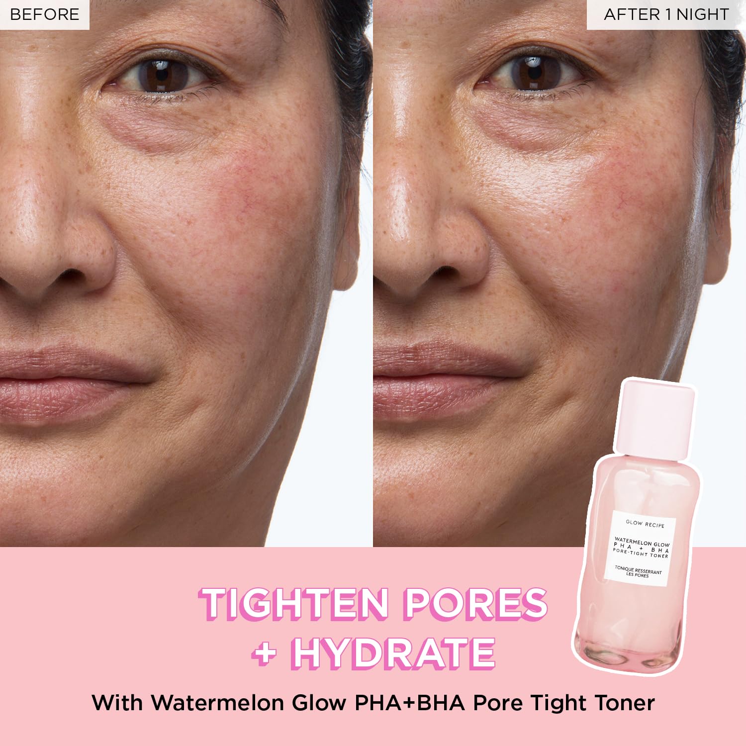 Glow Recipe PHA + BHA Face Toner - Korean Skin Care Pore Minimizer & Gentle Facial Exfoliator for Tightening, Hydrating & Exfoliating - Glycerin, Watermelon & Cactus Water (40ml)-FemmiqueWomen