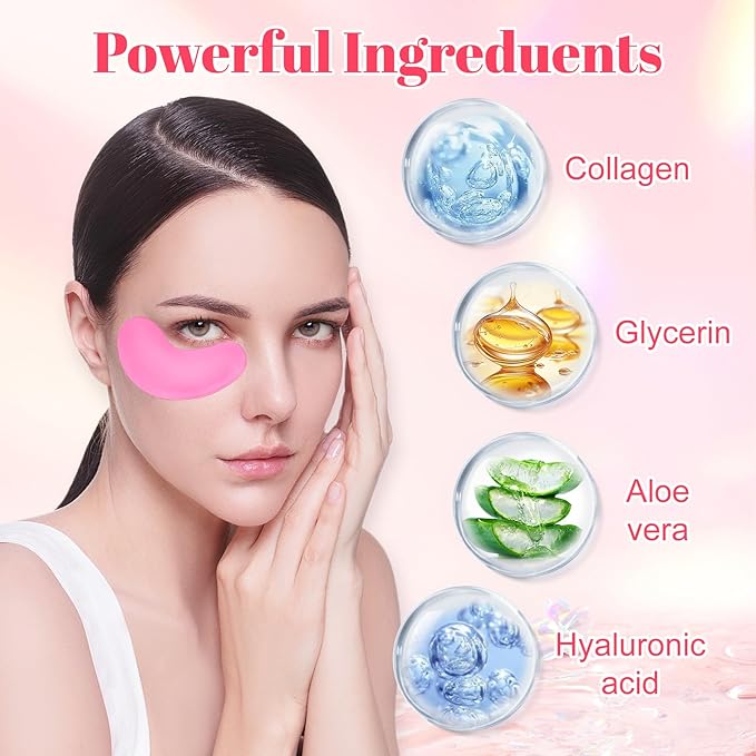 30 Pads Lip Masks & Eye Masks,Under Eye Mask Skincare,Crystal Collagen Lip Mask Sheet,Under Eye Patches for Puffy Eyes and Dark Circles,Moisturizing,Anti-Aging,Reducing Fine Lines,Pink-FemmiqueWomen