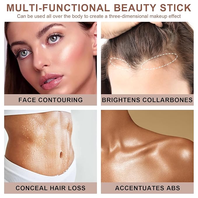 3 Colors Cream Contour Stick, Shades with Highlighter Stick,Blush Stick and Bronzer Contour Stick for Sculpt the Cheeks,Long Lasting,Waterproof,Matte & Dewy Finish for Women (LIGHT(1+3+4))-FemmiqueWomen