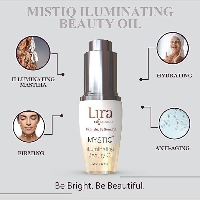Lira Clinical MYSTIQ iLuminating Beauty Oil - Vitamin C Face Oil with Plant Stem Cell Extract - Hydrates Skin with Argan, Baobab with Antioxidants - Facial Drops for Daily Skincare Routine - 0.5 Oz-FemmiqueWomen