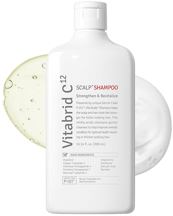 Scalp+ Shampoo for DHT Blocker, Hair Loss Relief - Moisture Anti-Aging Thickening Volumizing Fortifying & Repairing Hair Strength Fuller Hair with Vitamin C, Peptides, Biotin, 10.14 fl.oz.-FemmiqueWomen
