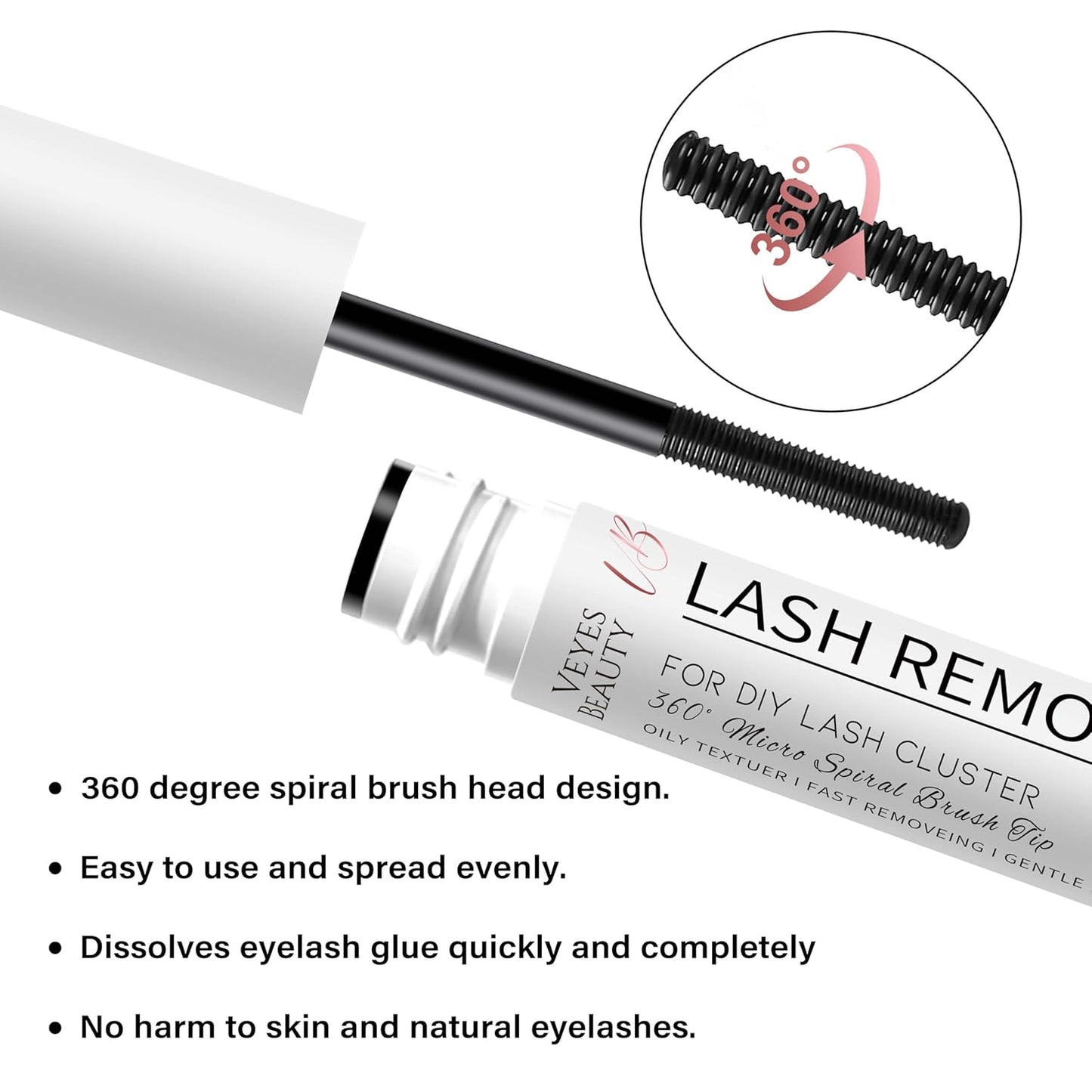 VEYESBEAUTY Cluster Lash Glue Remover 5ML Eyelash Remover for DIY Lash Extensions at home Clear Remover for Self-application Individual Lashes-FemmiqueWomen