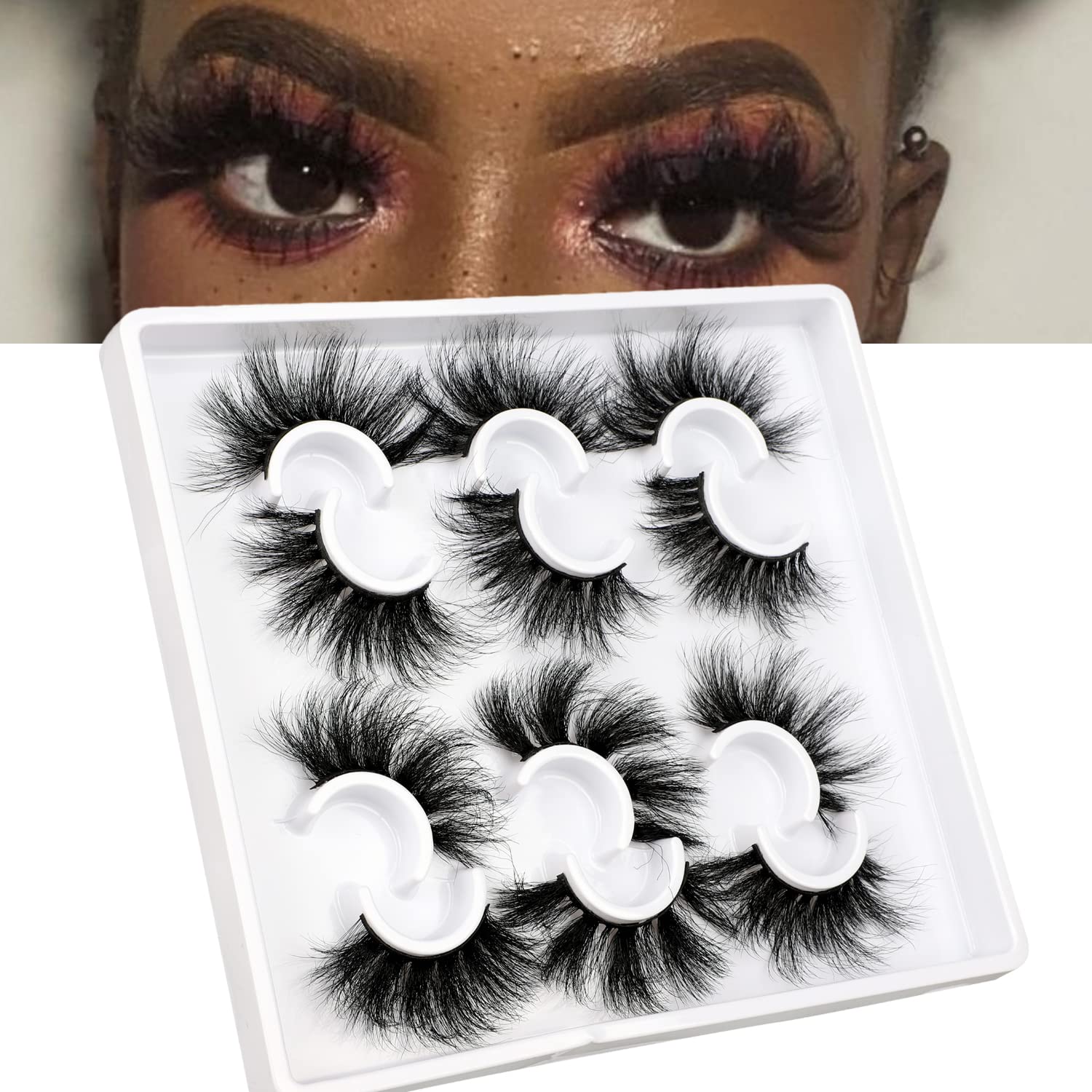 Mink Lashes Fluffy Eyelashes Dramatic Long Wispy Fake Eyelashes Thick 6 Styles Mixed Luxury Russian Strip D Curl False lashes Soft Handmade Reusable Lashes Pack-FemmiqueWomen