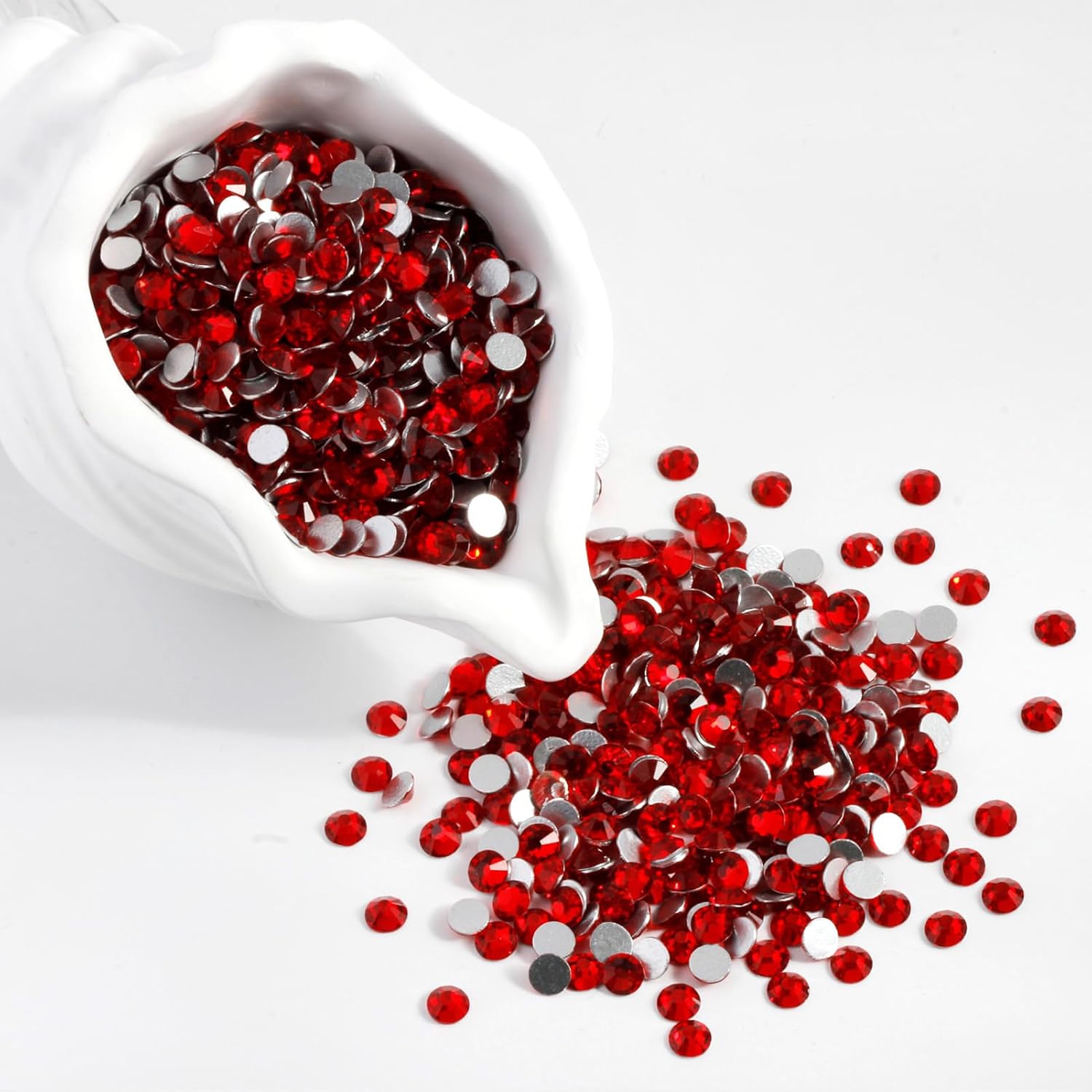 3000PCS SS10 Flatback Rhinestones | 12-Facet Diamond-Cut Glass Gems for Nail Art, Clothing, DIY Crafts |Glue-On Decoration Stones with Silver Backing(Siam)-FemmiqueWomen