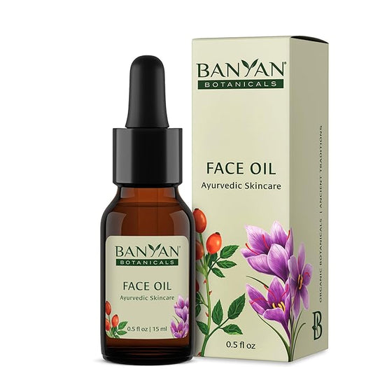 Banyan Botanicals Face Oil – Luxurious Ayurvedic Face Oil – Clean Skincare with Rosehip Oil and Jojoba Oil for Skin that Glows – 0.5 oz – Non-GMO, Cruelty Free, Paraben & Phthalate Free-FemmiqueWomen