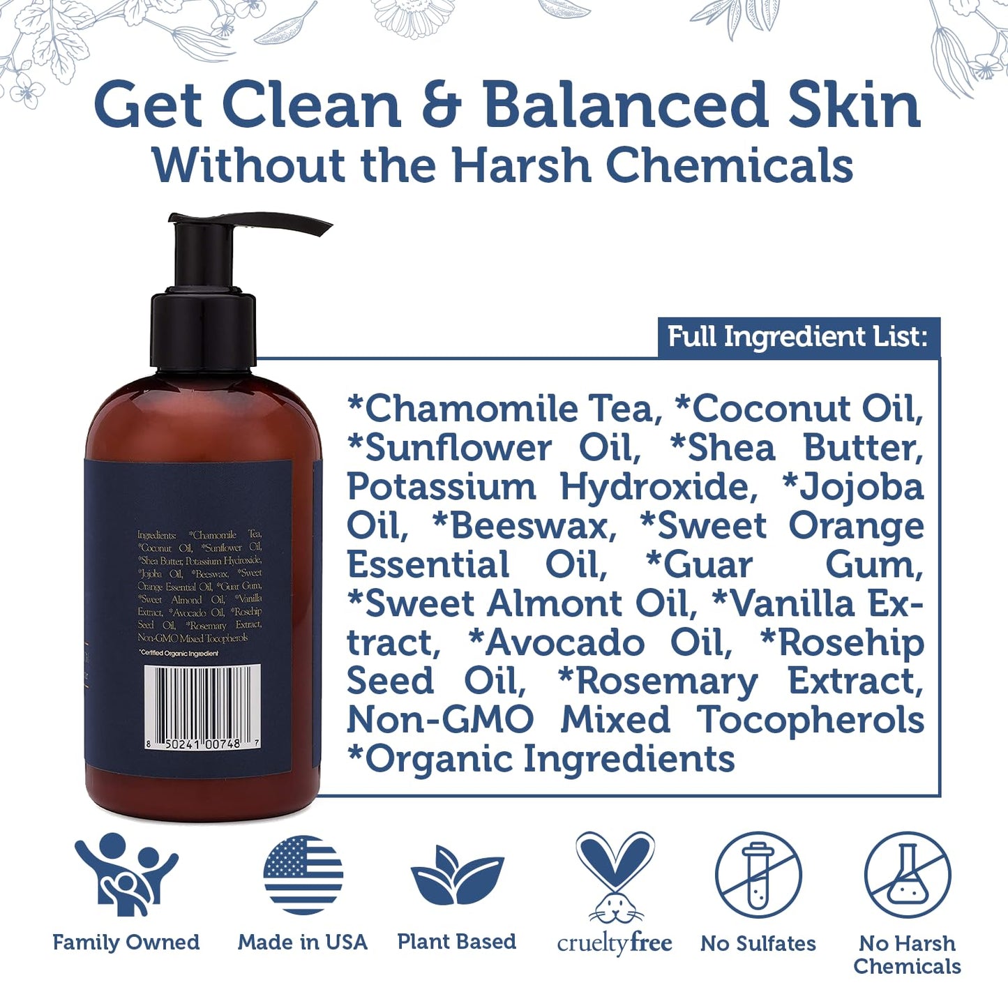 Era Organics USDA Organic Men's Face Wash - Nourishing, Hydrating Facial, Body Cleanser for Smoother Skin-FemmiqueWomen