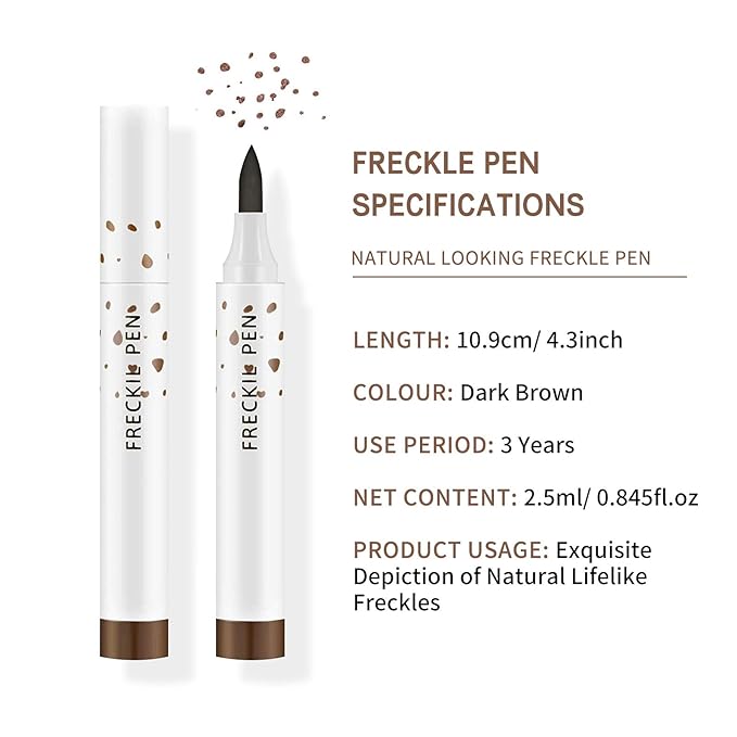 2 Pcs Freckle Pen Set, Natural Lifelike Fake Freckles Makeup Pen Magic Brown Color Freckles Makeup Tool Long-Lasting Waterproof Dot Spot Pen for Effortless Sunkissed Makeup (Dark Brown)-FemmiqueWomen